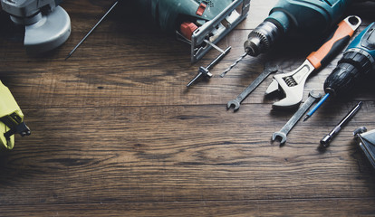 Wall Mural - different working tools on the table