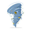 Twisting tornado vector flat illustration. Natural disaster, hurricane or storm, cataclysm and catastrophe.