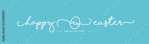 Happy Easter handwritten typography lettering line design egg hunt white sea gre Tableau sur Toile