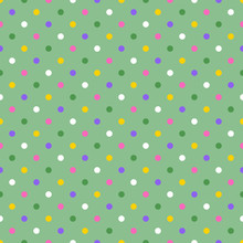 Colorful Spring Polka Dots On Pastel Green Pattern
