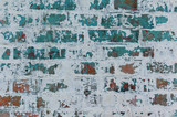 Fototapeta Desenie - Gray background old plastered brick wall with elements of blue paint