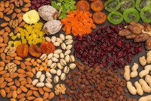 Nutritious Energy Snack. Candied Fruit, Dry Fruit  Nut. Healthy Vegetarian Food