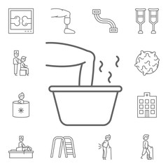 Poster - Soak, physiotherapy, leg icon. Physiotherapy icons universal set for web and mobile