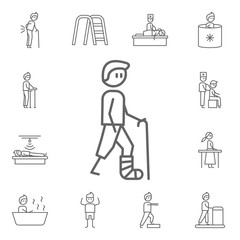 Poster - Broken leg, physiotherapy icon. Physiotherapy icons universal set for web and mobile