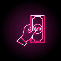 Poster - The hand keeps the money icon. Simple thin line, outline vector of banking icons for ui and ux, website or mobile application