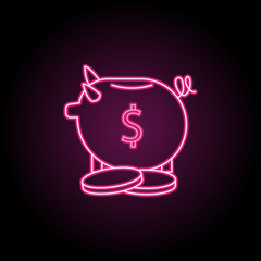 Poster - Piggy bank icon. Simple thin line, outline vector of banking icons for ui and ux, website or mobile application