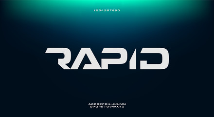 Poster - Rapid, an abstract technology science alphabet font. digital space typography vector illustration design	