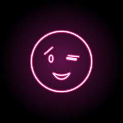 Sticker - Wink neon icon. Simple thin line, outline vector of emoji icons for ui and ux, website or mobile application