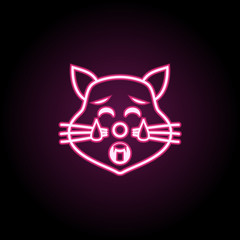 Sticker - Tired cat neon icon. Simple thin line, outline vector of emoji icons for ui and ux, website or mobile application