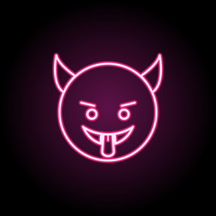 Poster - Hell with the tongue sticking out neon icon. Simple thin line, outline vector of emoji icons for ui and ux, website or mobile application