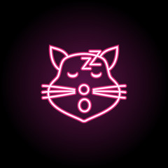 Poster - Sleeping cat neon icon. Simple thin line, outline vector of emoji icons for ui and ux, website or mobile application