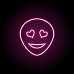 Poster - Eyes with hearts neon icon. Simple thin line, outline vector of emoji icons for ui and ux, website or mobile application