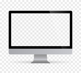 Poster - Realistic desktop computer monitor with checkerboard screen and background. Illustration vector illustrator Ai EPS