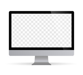 Poster - Realistic desktop computer monitor with checkerboard screen and white background. Illustration vector illustrator Ai EPS