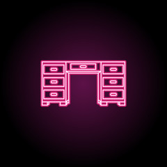 Poster - desk neon icon. simple thin line, outline vector of household icons for ui and ux, website or mobile