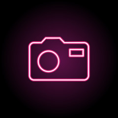 Poster - Camera neon icon. Simple thin line, outline vector of web icons for ui and ux, website or mobile application