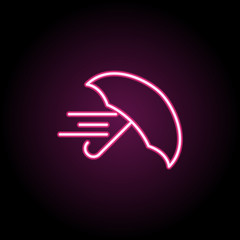 Poster - The wind blows the umbrella neon icon. Simple thin line, outline vector of web icons for ui and ux, website or mobile application