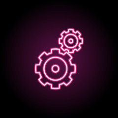Poster - two gears neon icon. simple thin line, outline vector of web icons for ui and ux, website or mobile 
