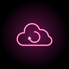 Poster - Cloud with a circular arrow neon icon. Simple thin line, outline vector of web icons for ui and ux, website or mobile application