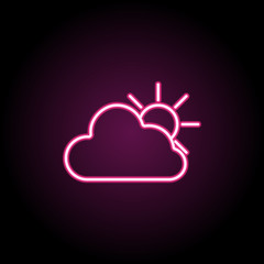 Poster - The sun behind the clouds neon icon. Simple thin line, outline vector of web icons for ui and ux, website or mobile application