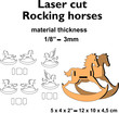 Laser cut wood Laser cut pattern Laser cut design plans template for make a Rocking horses for home decor 3mm wood plywood mdf baby shower nursery kid room diy crafts