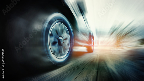 Fotomural Speeding car with green power