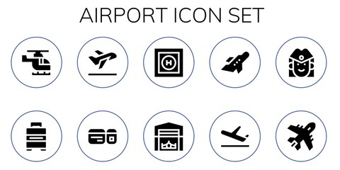 Poster - Modern Simple Set of airport Vector filled Icons