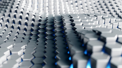 Poster - Metal hexagon and blue light