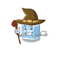 Wall Mural - a mascot concept of almond milk performed as a witch