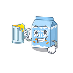 Sticker - Smiley almond milk mascot design with a big glass