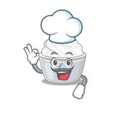 Poster - Sour cream cartoon character working as a chef and wearing white hat