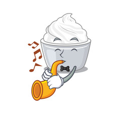 Wall Mural - mascot design concept of sour cream playing a trumpet