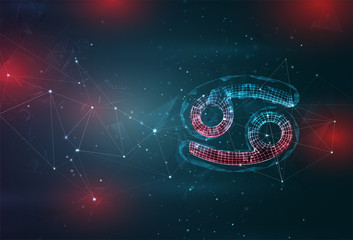 object on abstract gray blue background with red flashes