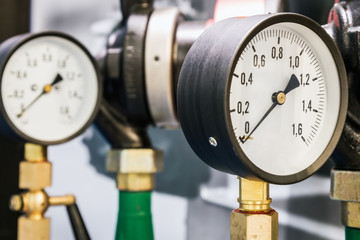 Wall Mural - manometer for visual monitoring of pressure in water supply and heating systems with operating temperature