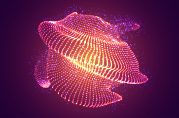 Wall Mural - vector abstract 3d object of luminous dots on a colored background