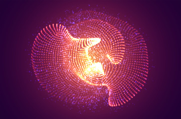 Wall Mural - vector abstract 3d object of luminous dots on a colored background