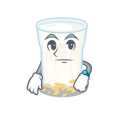 Poster - cartoon character design of oats milk on a waiting gesture