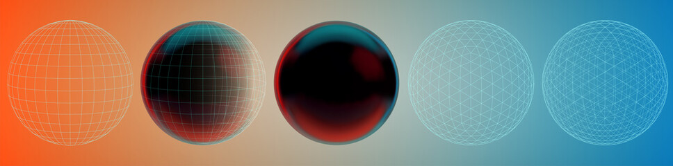 Wall Mural - set of vector 3d spheres on a colored background