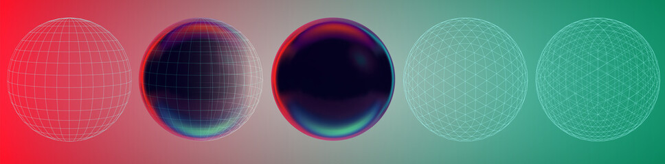 Wall Mural - set of vector 3d spheres on a colored background