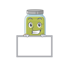 Poster - Pumpkin seed butter cartoon design concept grinning with board