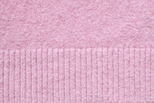 Soft Pink Knitting Background, Vertical Stripes And Plain Texture