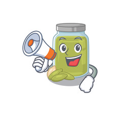 Sticker - A mascot of pumpkin seed butter speaking on a megaphone