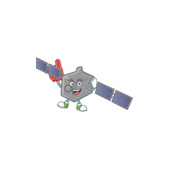 Sticker - A cartoon design of satellite network holding a Foam finger