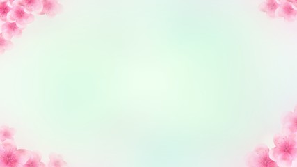 Wall Mural - oblong Japanese Spring Sakura cherry blossoms rectangle website voucher banner background. 3D Illustration Clip-Art with Floral spring petal design header. copy space in pink, white and green