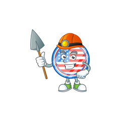 Wall Mural - Cool clever Miner circle badges USA cartoon character design