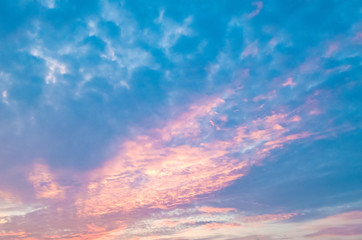 Beautiful sunset clouds. Strato cumulus clouds.