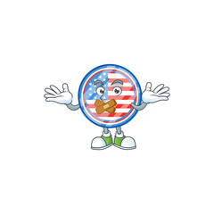 Sticker - mascot cartoon character design of circle badges USA making a silent gesture