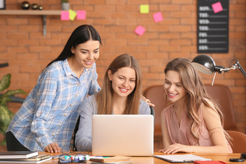 Sticker - Beautiful young businesswomen working together in office