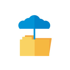 Canvas Print - cloud computing with folder flat style