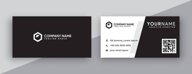 Canvas Print - black and white business card design, simple and modern style. double sided business card template